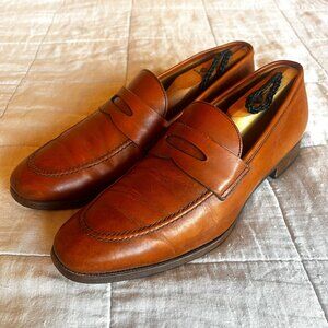 Jack Erwin Brown Leather Penny Loafers Men's 9.5 Made In Spain